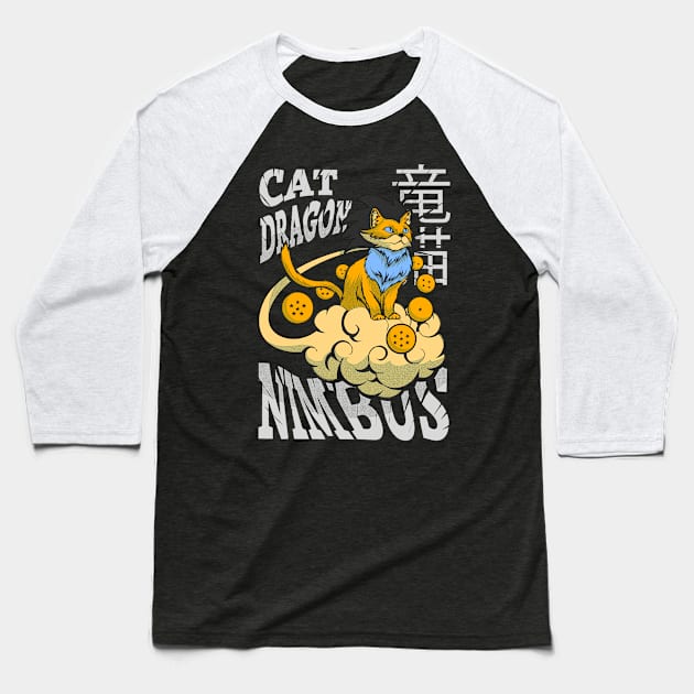 Cat Goku Dragon Nimbus Baseball T-Shirt by Annavi Ilustra